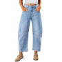 Vetinee Jeans Baggy Femme Taille Haute Barrel Jean