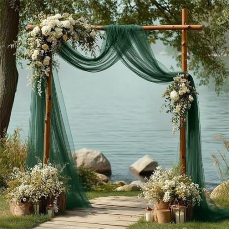 Lot de 2 rideaux en tulle - 75 cm x 800 cm - Arche de mariage - Décoration de mariage - Photographie, fête, mariage - Arche de c
