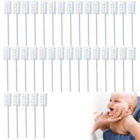 MNYXIS 35 Pièces Nettoyant Pour La Bouche De Bébé, Coton Tige Bébé, Dent Bébé, Bâtonnets de soins bucco-dentaires, Éponge de Net