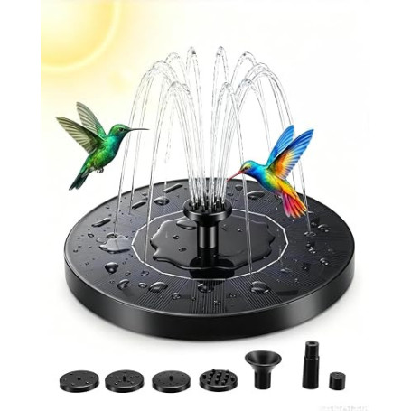 Fontaine Solaire Extérieure de Jardin Flottante, Fontaine Solaire pour Bassin avec 7 Jets d’Eau, Éclairage RGB, Fontaine à Eau S