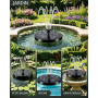 Fontaine Solaire Extérieure de Jardin Flottante, Fontaine Solaire pour Bassin avec 7 Jets d’Eau, Éclairage RGB, Fontaine à Eau S