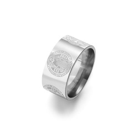 Amaxer Bague Saint Benoît de Nursie pour homme Bague religieuse avec croix romaine catholique Saint Benoît Exorcisme Protection