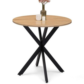 IDMarket - Table à Manger Ronde Alix 4 Personnes Pied araignée Bois et Noir 80 cm
