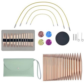 Lot de 13 Paires Aiguilles à Tricoter Circulaires Interchangeables, Kit de Tricot pour Débutants et Professionnels, Facile à Uti