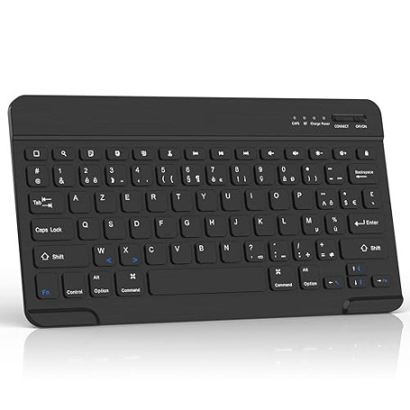 AMZBOSS AZERTY Clavier sans Fil pour iOS,Android et Windows,Clavier Bluetooth Tablette Compatible avec iPhone,iPad,Samsung,Lenov