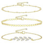 MOGASA 3 Pièces Bracelet de Cheville Femme | Chaine de Cheville Acier Inoxydable Doré & Argent | Chevillère Bijoux Femme Hypoall