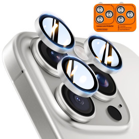 TOCOL Protection Caméra pour iPhone 15 Pro Max, iPhone 15 Pro, Résistant aux Rayures, Antichoc, Anti-Buée, Installation Facile, 