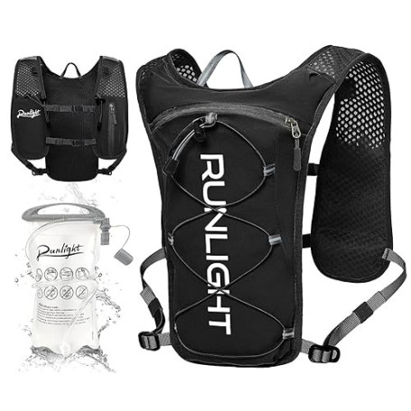 Runlight Gilet de course pour homme et femme, sangles de poitrine réglables, gilet d'hydratation avec bouteille d'eau de 1500 ml