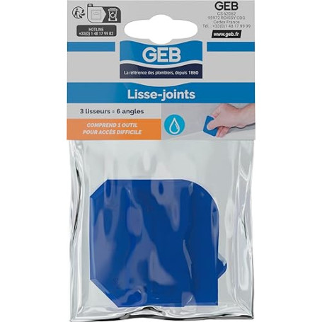 GEB Lisse joint de silicone 3 pièces. 3 types de lisseurs et 6 angles possibles. Lisseur accès difficile inclus.