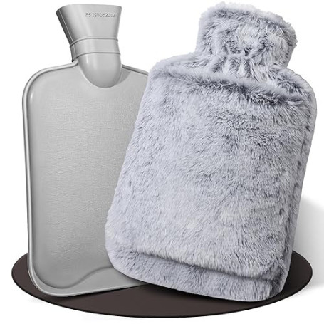 HAOCEE Bouillotte Eau Chaude,2L Grande Bouillotte Moelleuse, Bouillottes Avec Poche Kangourou, Bouillotte Chaude Chauffe Main/Ve