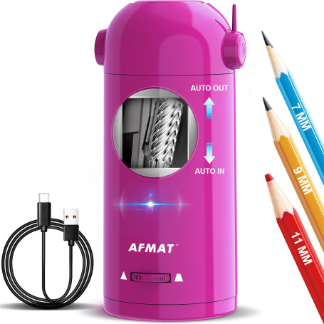 Taille-crayon électrique entièrement automatique avec réservoir, pour crayons de 7 à 11,5 mm, portable et sûr, rechargeable pour