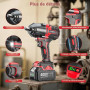 Avhrit 1600 N.m Clé à Choc Sans Fil Brushless avec Deux 4000mAh batteries, 1/2" Boulonneuse à Choc Électrique pour la voiture et