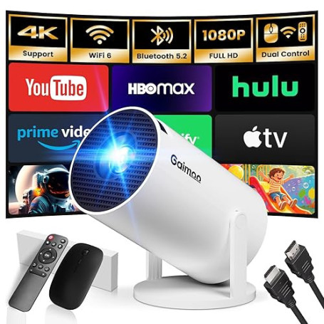 [App intégrée & 2026 Upgraded] Vidéoprojecteur 2026 Rétroprojecteur Portable Mini Projecteur Dual Contrôle WiFi 6 BT5.2 Supporte