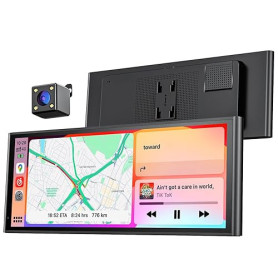Krunia Écran Portable sans Fil 9,26" CarPlay Voiture pour Apple Car Play & Android Auto, Mises à Jour OTA, Caméra de Recul, Mirr