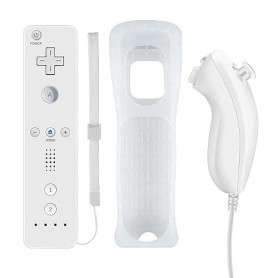 QUMOX Manette pour Wii, Controleur de Mouvement à Distance, Télécommande et Nunchuk, Console Remplacement Compatibles avec Wii e