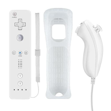 QUMOX Manette pour Wii, Controleur de Mouvement à Distance, Télécommande et Nunchuk, Console Remplacement Compatibles avec Wii e