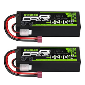 OVONIC 2s Lipo Batterie 6200mAh 50C 7.4V Étui Rigide avec Connecteur Dean Style T pour RC Avion RC Hélicoptère RC Voiture RC Bat