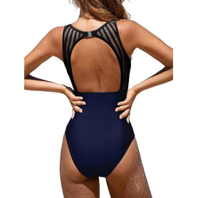 CUPSHE Maillot de bain une pièce pour femme - Effet gainant - Col haut - Découpe dans le dos - Maille | Effet gainant, Maille, C