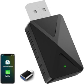 Adaptateur sans fil Android Auto & Carplay sans fil, connexion rapide et sans retard, Stick 2 en 1 Convertir Wired Android Auto/