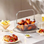 Healifty Panier De Friteuse À Air Carré En Acier Inoxydable 8.07X8.07X2.56In Avec Poignée Ergonomique Accessoire De Cuisson Pour