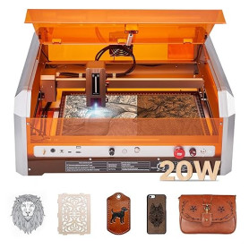 VEVOR Graveur Laser 20 W Machine Gravure et Découpe Laser avec Caméra Intégrée, Zone de Travail 40 x 40 cm, Vitesse de Gravure 3