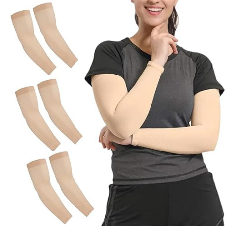 3 paires de manchettes couleur peau, pour protection solaire, couverture de tatouage, jeux FPS, douces et confortables, manchett