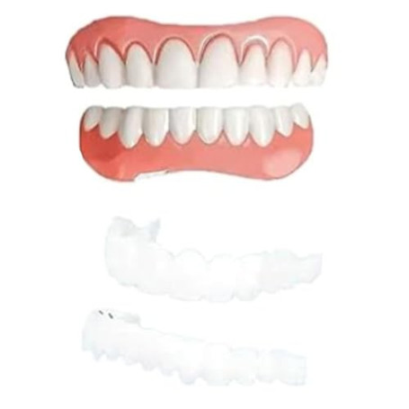 Prothèse Dentaire Complète en Silicone de Qualité Supérieure – Dentier Amovible Immédiat pour Homme et Femme – Fausses Dents Nat