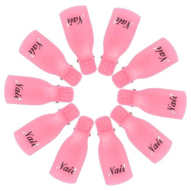 Hanyousheng 10 pièces Acrylique Nail Art Clip Tremper Hors Clip Capuchon,Pince à Ongles Dissolvant,Pour le Nettoyage des Ongles