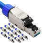 Lot de 12 fiches RJ45 CAT 8 – Fiche réseau sans outil pour Ethernet, câble de pose et câble réseau | Compatible Gigabit, STP bli