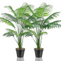 Lighterday Lot de 2 grandes plantes artificielles décoratives d'intérieur - Palmier artificiel en plastique pour bureau, maison,