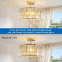 ANWIO Lustre Cristal Doré, E27 Lustre Salon Moderne, Plafonnier Led Ø365mm, Luminaire Plafonnier Salle à Manger, Cuisine, Chambr