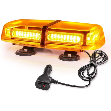ROUTEKING 54LED Gyrophare LED Orange - Girophare LED Vehicule Avertissement de Stroboscopique Clignotant Magnetique, 7 Modes Fla