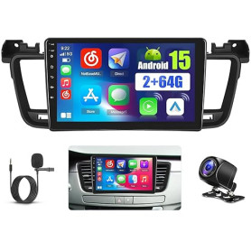 5G WiFi 2+64GB Android Autoradio Wireless Carplay pour Peugeot 508 2012-2016, Écran Tactile 9 Pouces Bluetooth Poste Radio Voitu