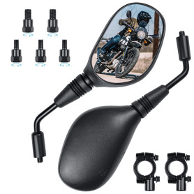Cretassion Lot de 2 rétroviseurs moto certifiés E/M8 M10, filetage droit/gauche, compatibles scooter, ATV, cyclomoteur, vélo éle