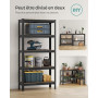 SONGMICS Étagère de Rangement à 5 Niveaux, 30 x 75 x 150 cm, Capacité 650 kg, Planches Réglables, Style Industriel, pour Cuisine