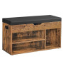 VASAGLE Banc à Chaussures Rembourré, Banc de Rangement, Rangement Caché, Étagères, Meuble d'Entrée, Capacité de Charge 136 kg, 3