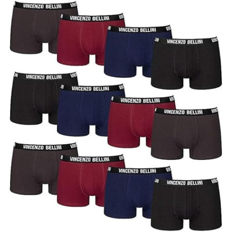 Vincenzo Bellini - Boxer Hipster, Lot de 8/12, sous-vêtements Homme Confortables et Respirants, sous-vêtements en Coton, Basic B