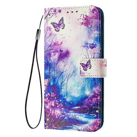 ILING Coque pour Samsung Galaxy A17 5G/4G, Élégante Fleurs et Animés Mignons Femme Étui, Portefeuille PU en Cuir Flip Antichoc H