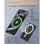 Batterie Externe Magnétique, Power Bank 10000mAh Compatible avec Mag-Safe, 20W Banque de Puissance à Charge Rapide Chargeur Indu