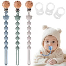 EARLY MINDS Pack de 3 Attache Tetine Silicone, Attache Sucette avec Une Seule Pièce en Silicone, Accroche Tétine Bebe pour Fille