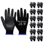 Velway Gants de Travail 12 Paires - Gants Resistant aux Abrasion - Revêtement en Polyester PU - Polyvalent Gants de Jardinage -