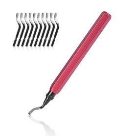Flintronic® Outil D'ébavurage Manuel, 1 Manche en Métal + 11 Lames BS1010 HSS Lames D'ébavurage Rotatives en Métal à 360° pour T