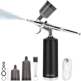 Ovaga Kit d'Aérographe 32 PSI, Compresseur d'Aérographe sans Fil Rechargeable, Pistolet Airbrush Automatique à Main, Ensemble Aé
