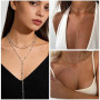 KNUIUYY Collier en Y pour Femmes, Collier Acier Inoxydable Multi-rangs Femme en Or Argent, Superposé Doré Élégant à Chaînes Long