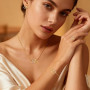 Bcenoilua Ensemble de Bijoux Femme Zircon Cubique Acier Inoxydable Plaqué Or 18K Argent Coeur Pendentif Boucles d'oreilles Brace
