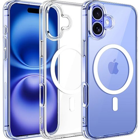 ivoler Coque Magnétique pour iPhone 16, Compatible avec MagSafe, [Anti-Jaunissement] [Protection Antichoc Militaire] HD Clair Ét