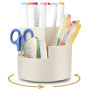AiQInu Rotatif Pot a Crayon, Porte Organiseur Bureau, Porte-Stylos Pivotant à 360 Degrés avec 3 Compartiments, Rangement Stylo d