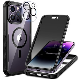 seacosmo Anti Espion Coque pour iPhone 14 Pro Max Magnétique Compatible avec MagSafe, Anti Peeping Antichoc Housse avec Protecti