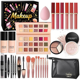 Kit de Maquillage Complet, Coffret Cadeau de Maquillage Femme Ado Fille, Coffret de Maquillage avec Ombres Paupière, Fond de Tei