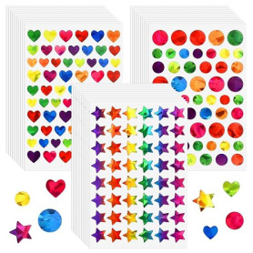 1710 Pièces Gommettes Etoiles Autocollants Brillantes, 30 Feuilles Gommette Autocollante Enfant Sticker, Sticker Brillant Multic